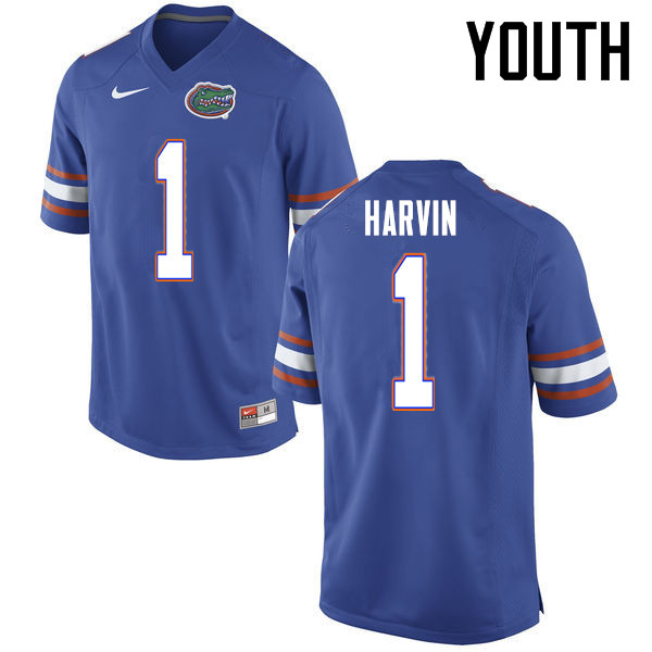 Youth Florida Gators #1 Percy Harvin College Football Jerseys Sale-Blue - Click Image to Close